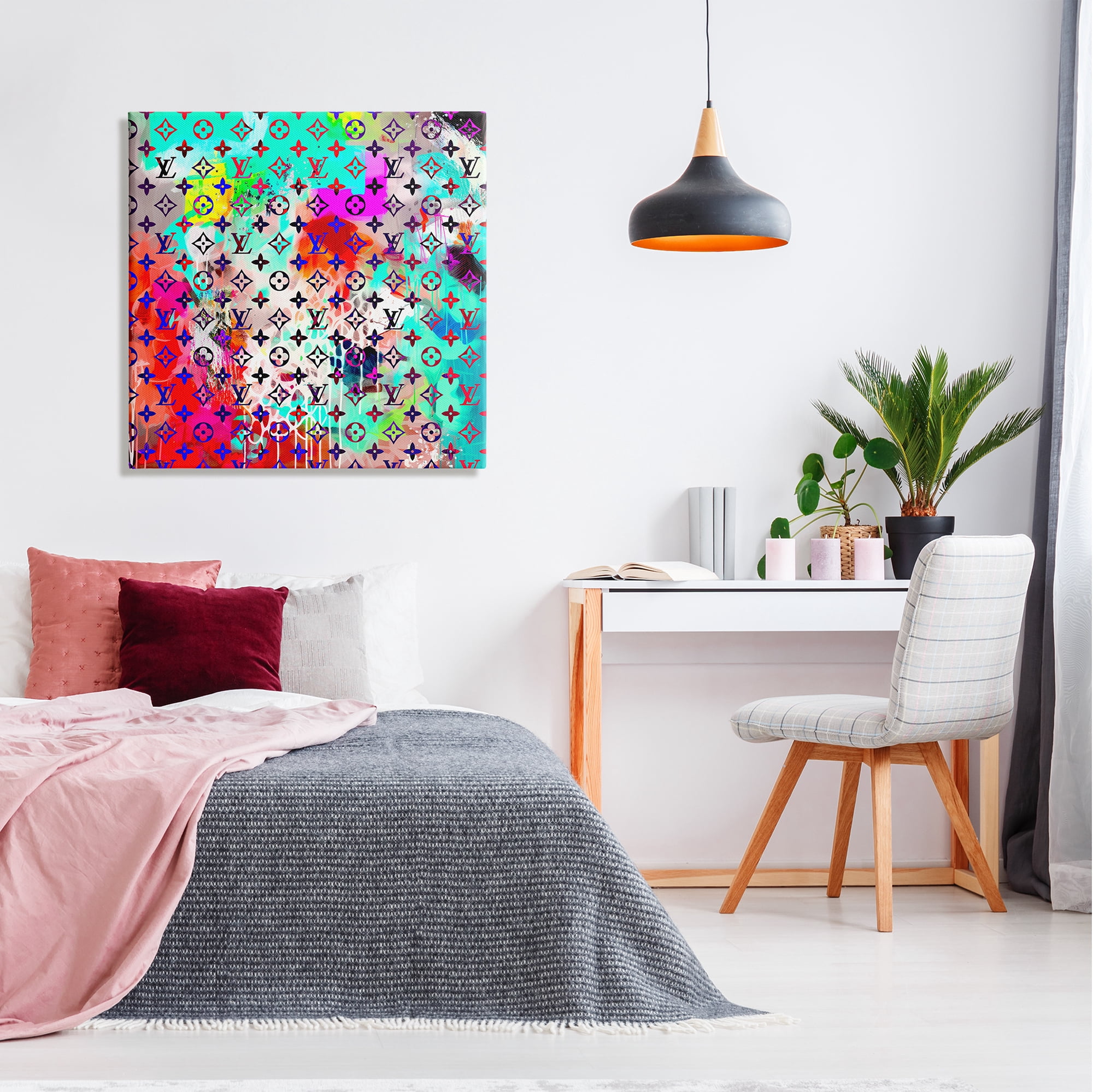 Stupell Industries Urban Glam Logo Pattern Abstract Painting Gallery Wrapped Canvas Print Wall Art, 30 x 30