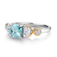 thumbnail image 3 of Gem Stone King 925 Silver and 10K Yellow Gold 3-Stone Ring Cushion Topaz Half Moon Moissanite and Lab Grown Diamond (1.76 Carat Cttw, Size 9), 3 of 4