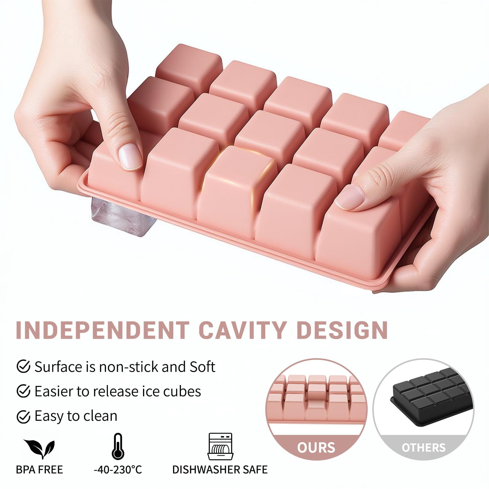 Silicone Ice Cube Tray 3 Pack - Easy Release With Lid  Bpa Free Cubes Trays For Freezer Mold Cocktail (mint+pink+blue)