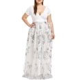 thumbnail image 1 of Leutsin Robe de Soirée en Maille à Paillettes Florales à Manches Courtes à Col en V pour Femme Grande Taille, 1 of 6