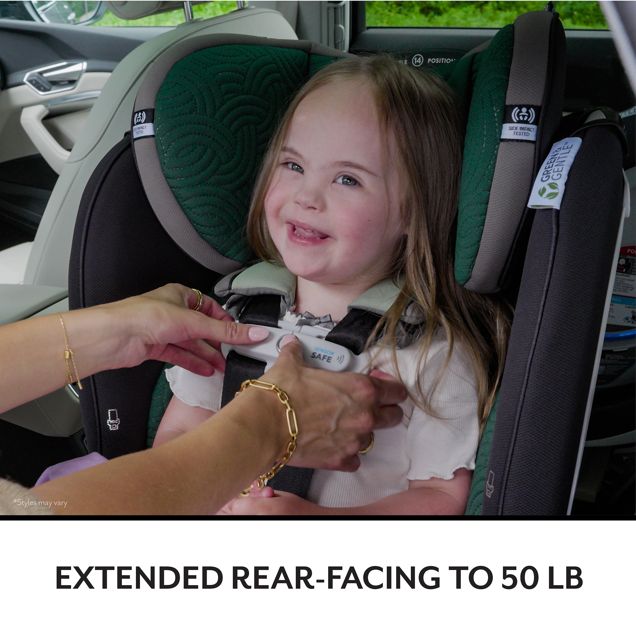 Evenflo Gold Revolve360 Extend All-in-One Rotational Car Seat with SensorSafe, Agate, Pink