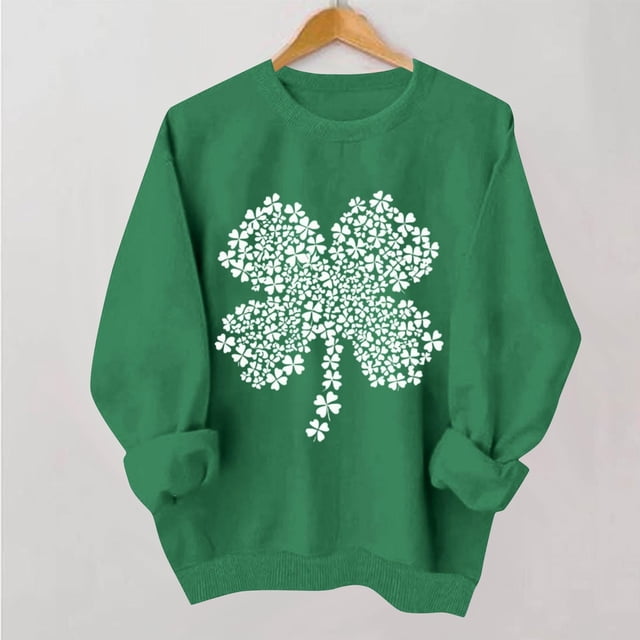 TaTaai Women Casual No Hood St Patrick's Day Printed Sweatshirt Crew Neck Long Sleeve Top Ladies Daily Commute Festival Wear Soft Warm Comfortable Stylish Pullover Top Gift