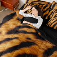 thumbnail image 5 of Manfei Fashion Animal Print Queen Bedding, Tribal Tiger Wildlife Bedding Comforter Set Queen, Orange Dark Brown, Black Reversible, 7 Pieces, 5 of 6