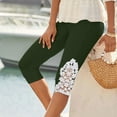 thumbnail image 6 of Womens Capris Leggings Floral Lace High Waist Running Legging Workout Yoga Capri Pants Travel Clothes Dark Green, L, 6 of 6