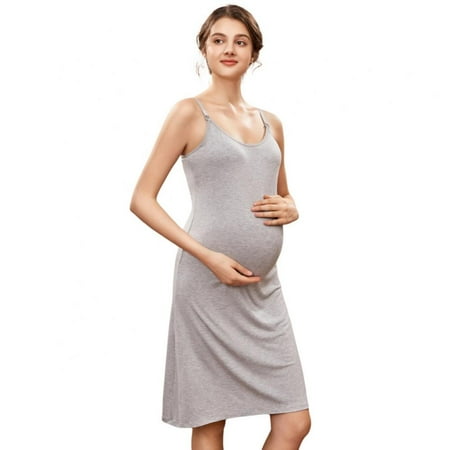 

Xmarks Maternity Nursing Dresses Breastfeeding Dress Nightgown Tops for Labor/Delivery/Hospital Gray M