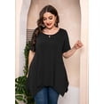 thumbnail image 3 of SHOWMALL Plus Size Tops for Women Tunic Clothes Short Sleeve Black Blouse 3X Summer Swing Tee Crewneck Clothing Flowy Shirt for Leggings, 3 of 10
