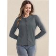 thumbnail image 2 of Women's Crew Neck Button Down Long Sleeve Cardigan for Women Classic Soft Ladies Cardigan Sweater Coat, 2 of 5