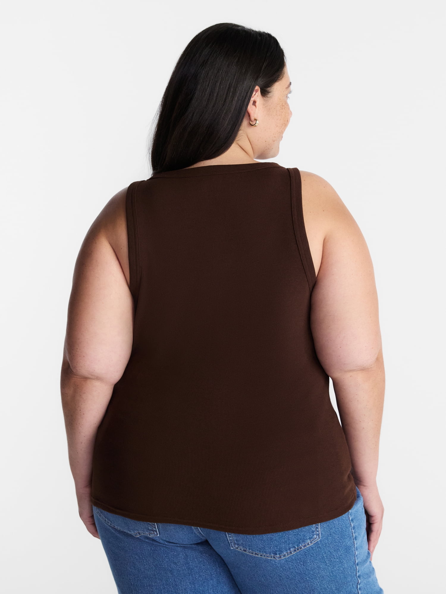 Terra & Sky Women's Plus Sleeveless Ribbed Scoop Neck Tank Top, Sizes 0X-5X