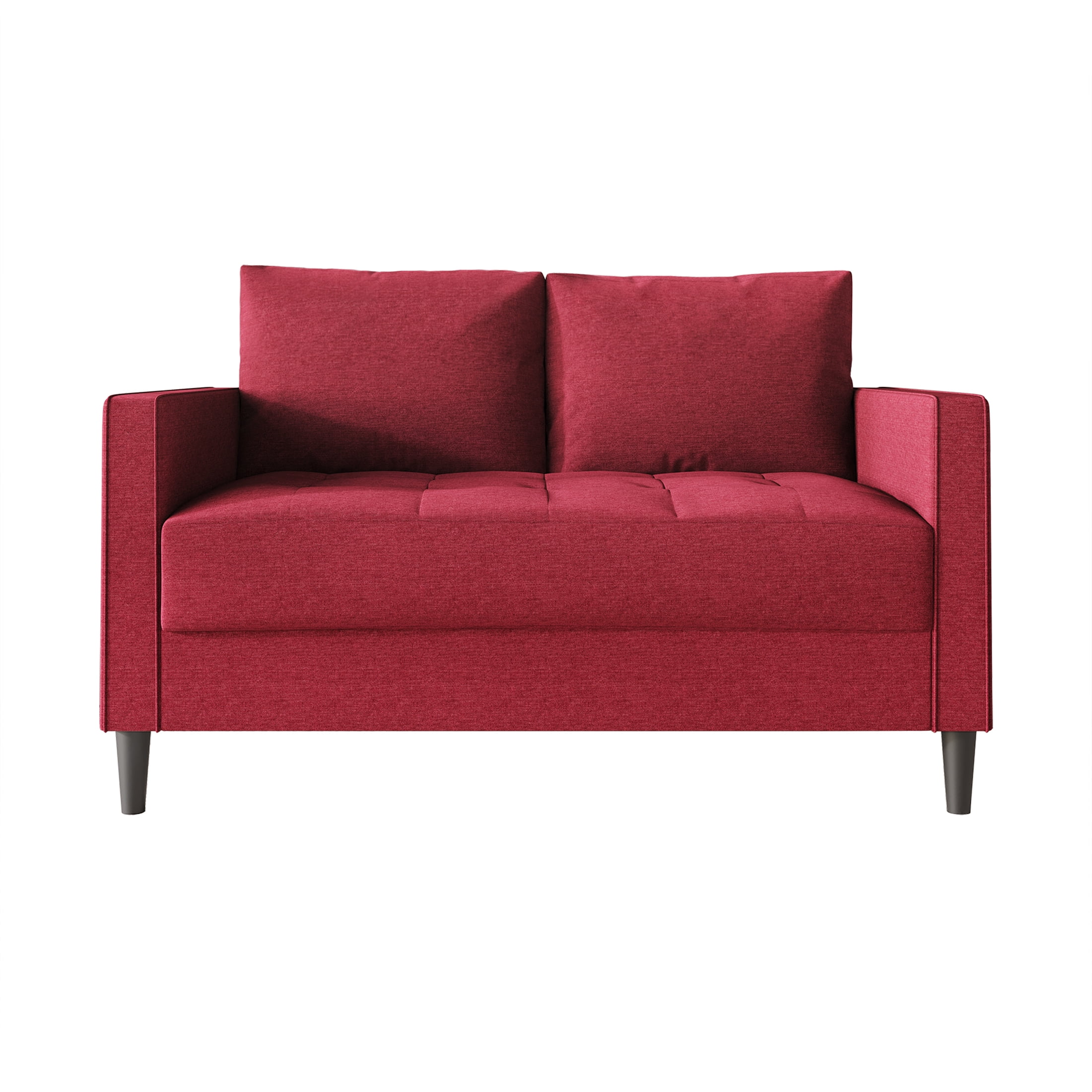 Castle Place Classic Linen Upholstered Loveseat, Red