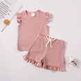 thumbnail image 2 of NOLDARES Toddler Baby Girl Summer Clothes Sleevelesss T-Shirt Tops + Shorts 3 6 9 12 18 24 Months Outfits Set(Coffee,2-3 Years), 2 of 4