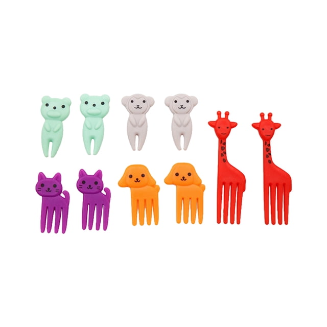 Lot de 10 Pics à Fruits Décoration Enfants Fruits Réutilisables Fourchettes à Cupcakes Animal Plastique Réutilisable Apéritif de Fête Décoration Maison École