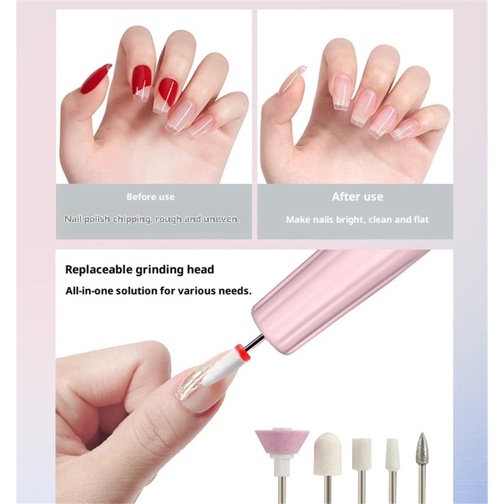 Electric Nail Drill Kit Cordless Professional Manicure Pedicure Nail File Buffer for Acrylic Nails Gel Polishing Removing Manicure Salon Home with Nail Drill Bits Sanding Bands