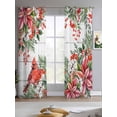 thumbnail image 2 of Cardinal Bird Sheer Curtains 84 Inch Length 2 Panels Set for Living Room/Bedroom, Winter Poinsettia Pine Cones Berry Wood Kitchen Curtains Grommet Semi-Sheer Curtains Window Treatments 42"x84"x2, 2 of 7