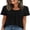 Black, variant on Women T Shirts Pleated Short Sleeve Tops Business Casual Dressy Blouses White Tops
