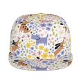 thumbnail image 2 of Haiem Floral Puppy Classic Snapback Cap Flat Bill Hat Baseball Cap Adjustable Size Cotton Dad Hat, 2 of 9
