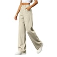 thumbnail image 2 of Oksale Khaki Pants for Women High Waisted Chino Pants with Pockets Trendy Vintage Loose Straight Leg Dress Pants Lightweight Trendy Trousers Gray 2XL, 2 of 8