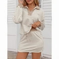 thumbnail image 4 of Top-kevin Women's Striped 2 Piece Outfits Casual Sweatshirt Skirt Set Long Sleeve Skort Workout Set Matching Lounge Sets Clothes Suits for Summer, 4 of 8
