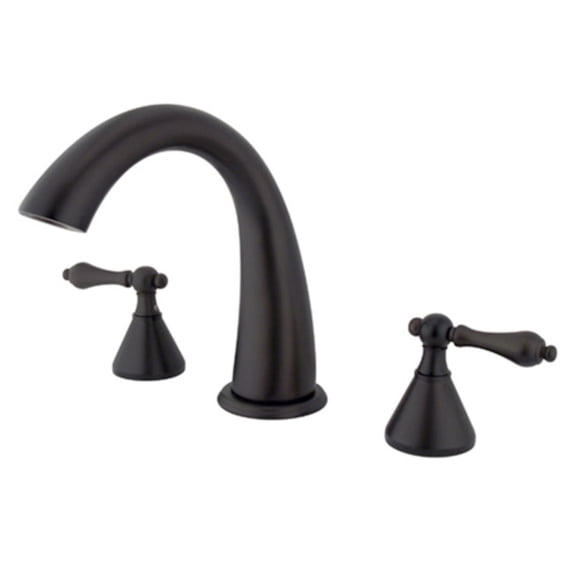 Double Handle Deck Mount Roman Tub Faucet Trim Metal Lever Handle, Oil Rubbed Bronze, 3 Hole Faucets