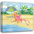 thumbnail image 1 of Paul Brent 36x36 Gallery Wrapped Canvas Wall Art Titled - Beach Chair Flamingo, 1 of 4