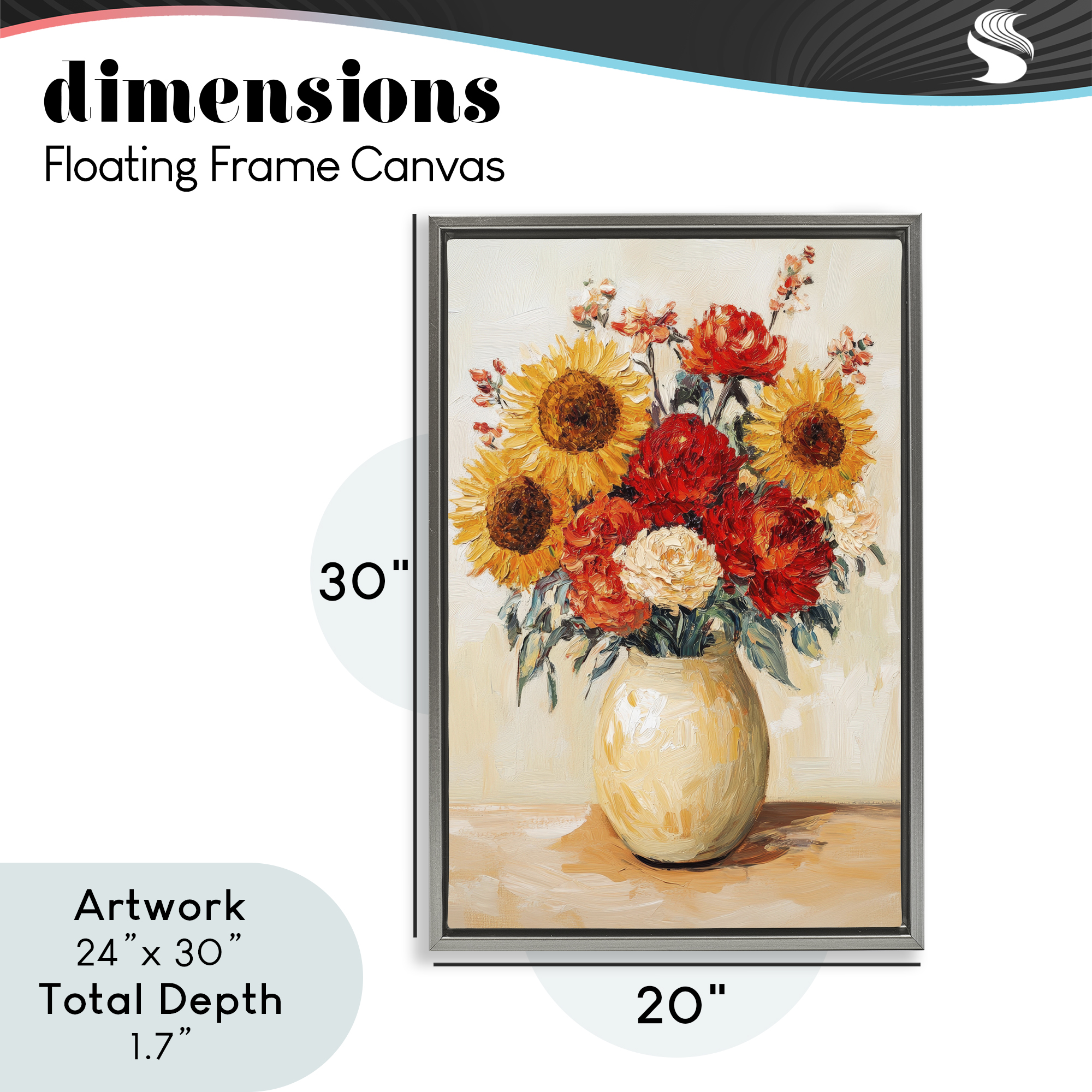 Charming Bouquet of Fall Gray Framed Floater Canvas Wall Art, design by Petal Prints Design