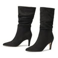 thumbnail image 3 of Cathalem Women's Mid-Calf Boots Female Shoes Adult Womens Boots Wide Width Wide Calf 2023 Fall High Heeled Suede Mid Heeled Pointed Extra Wide Calf Boots for Women (Black, 8), 3 of 7