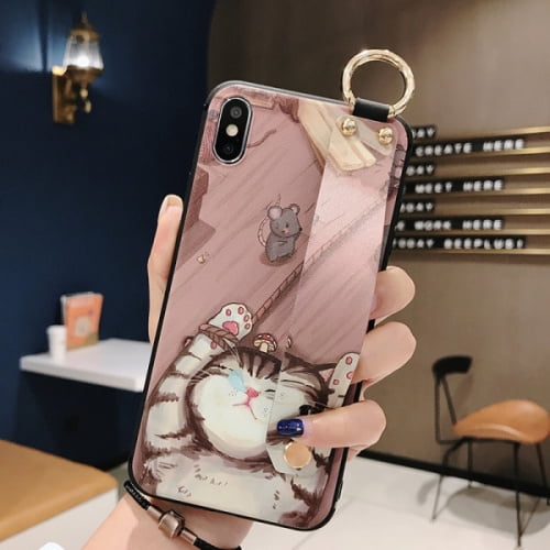 Fundas de teléfono con correa de muñeca de flores rosas para iphone 13 12 11 14 pro MAX X XR XS MAX 7 8 Plus, fundas de banda de mano con relieve de TPU suave Deng Xun unisex