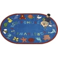 thumbnail image 2 of Joy Carpets ABC Animals© Classroom Circle Time Rug, 7'8" x 10'9" Oval Blue, 2 of 2