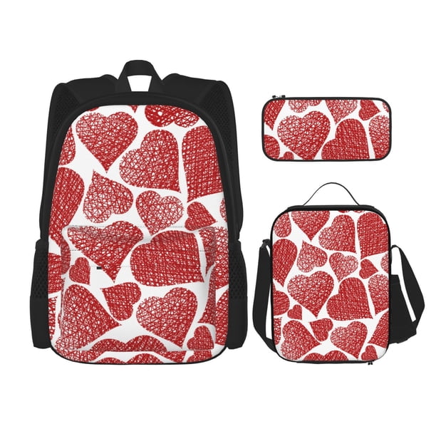 Balery Hearts Mochila Escolar 3 en 1 para Niños - Mochila Resistente con Lonchera Térmica y Estuche - Mochila Escolar para Niños y Niñas