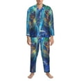thumbnail image 3 of Naloa Colorful Winged Dolphin Men’s Pajamas Set - Long Sleeve Button Down Sleep Shirt and Pajama Bottoms Sleepwear Set-Medium, 3 of 7