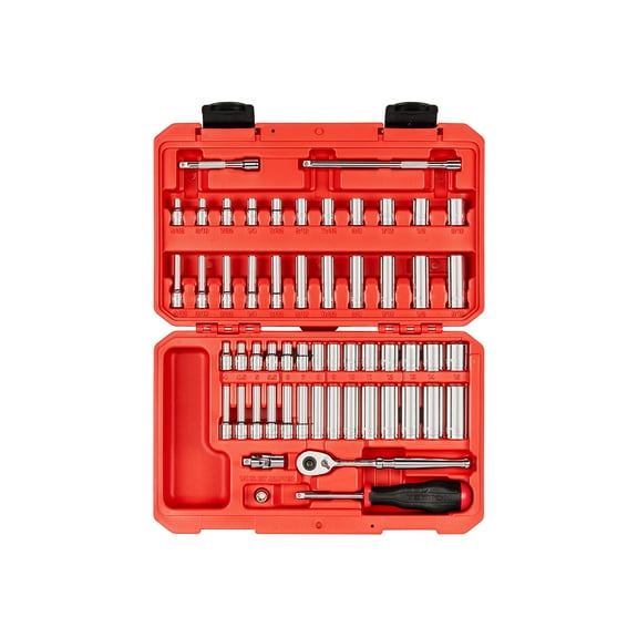 Tekton, 56-pc 1/4in. Drive 6-Point Socket and Ratchet Set, Model# SKT05303