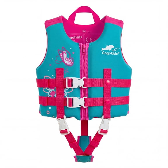 Gogokids Kids Swim Vest Toddler Life Jacket,Flotation Swimming Aid with Adjustable Safety Strap for Boys Girls Age 2-9 Years/28-66Lbs