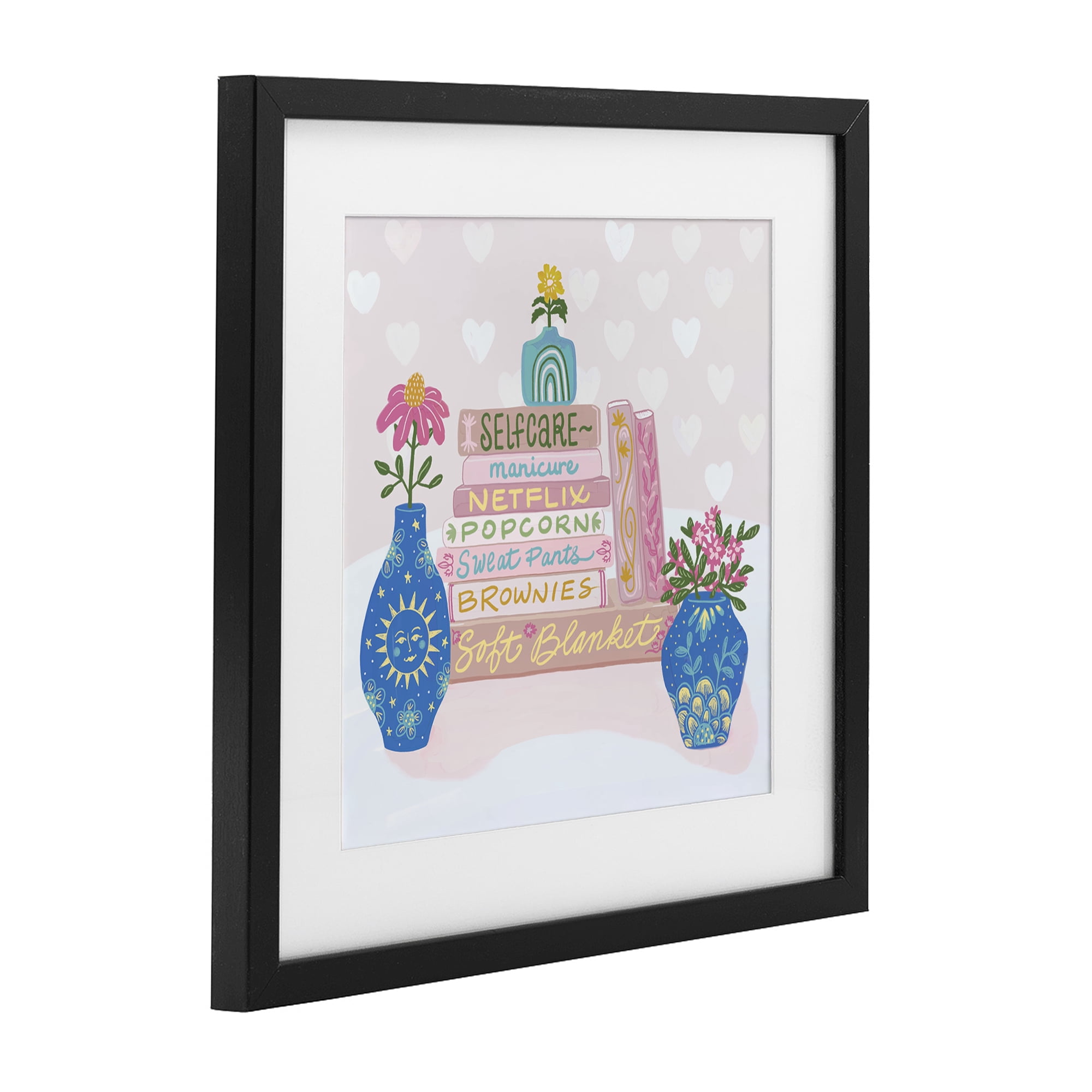 Stupell Industries Cozy Boho Self Care Books Black Framed Print Under Glass, design by Connie Summers