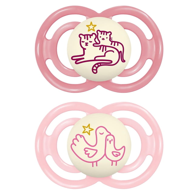 Chupete MAM Perfect Night Rosa Pack de 2 para Niña 6+ Meses