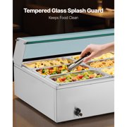 KFFKFF Commercial Electric Food Warmer, 1700W Stainless Steel Steam Table with Glass Lid, 12-Pan Countertop Buffet Bain Marie, Includes Soup and Perforated Ladles, Ideal for Catering, Restaurants