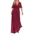 thumbnail image 2 of Jusqu'à 65 % de Réduction! Robes d'Été Mode pour Femmes 2024 Grande Taille Manches Moyennes Fendues Col en V Robes Longues en Chiffon, 2 of 7