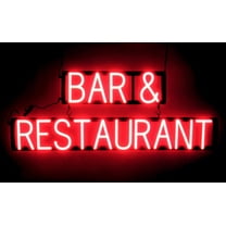 SpellBrite BAR & RESTAURANT LED Sign for Business. 39.3" x 15.0" Red BAR & RESTAURANT Sign Has Neon Sign Look With Energy Efficient LED Light Source. Visible from 500 Feet, 8 Animation Settings.