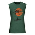 thumbnail image 3 of Penkiiy Beach Tank Top Men Palm Tree Sleeveless Shirt Summer Beach Hawaiian Shirts Bodybuilding Cut Off Muscle Tee Shirts M Army Green, 3 of 5