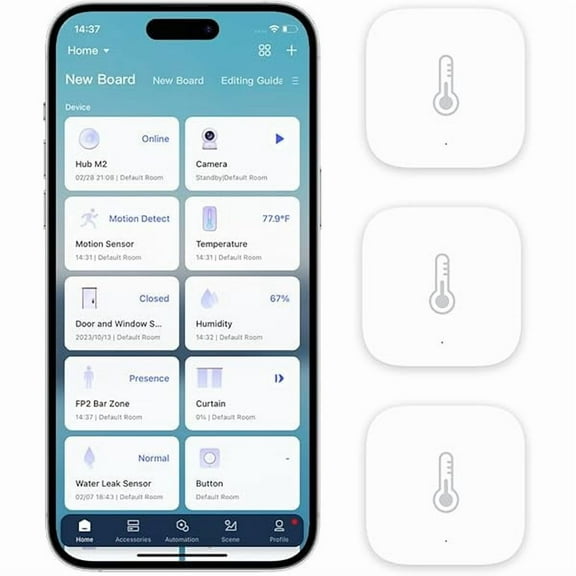ZLC Zigbee Temperature and Humidity Sensor-3 Pack, Wireless Thermometer Hygrometer for Home Automation, Remote Monitoring, Hub Required, Compatible with Apple HomeKit, Alexa, Works with IFTTT