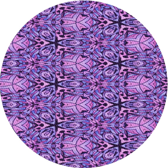 Ahgly Company Machine Washable Indoor Round Transitional Heliotrope Purple Area Rugs, 3' Round