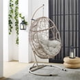 thumbnail image 2 of Afuera Living Coastal Wicker / Rattan Outdoor Hanging Egg Chair in Light Beige, 2 of 16