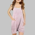 thumbnail image 2 of SHTXOZHI Girls Casual Jumpsuits Sleeveless V Neck Print Loose Romper with Pockets Short Overalls, 2 of 3
