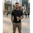 thumbnail image 5 of Access Men's Heavyweight Short Sleeve Cotton Crew Neck T-Shirt (Pack of 3) (Black, Small) AT35, 5 of 9