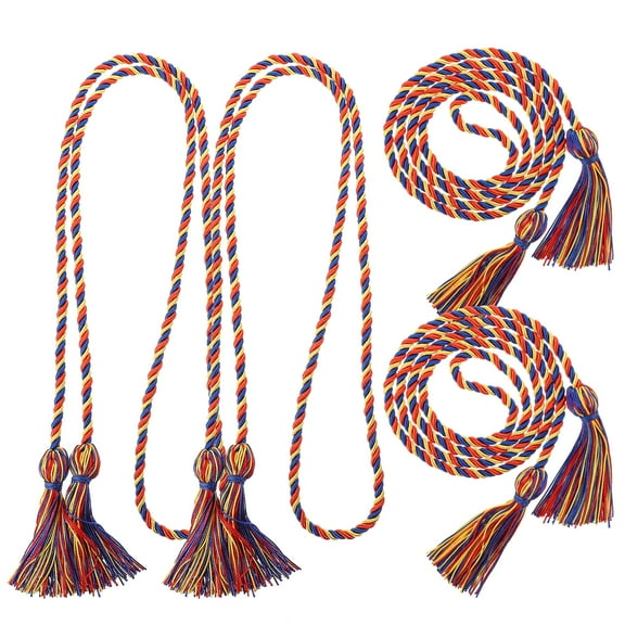 4pcs Graduation Tassel Cord Set in Red and Yellow, Polyester Rope Decorations for Party, Ceremony, and Celebration Accessories