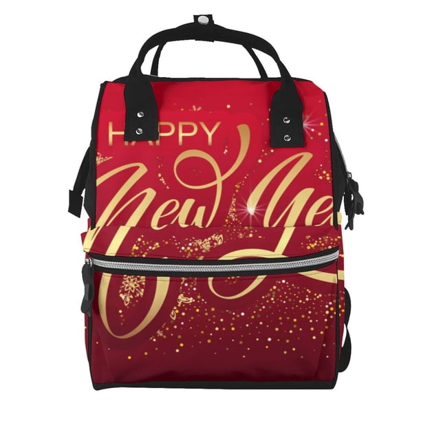 Fotbe Happy New Year2 Mochila Maternidad - Lona de Sarga Impermeable, Mochila de Pañales de Gran Capacidad con Múltiples Bolsillos y Correas Ajustables