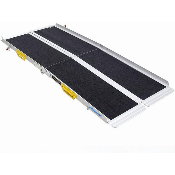 Ruedamann 6' Extra Wide Non-Skid Aluminum Wheelchair Ramp, Lightweight Two Pieces Separated Folding Portable Loading Ramp, Holds Up to 600 lbs (MR607TM-6)