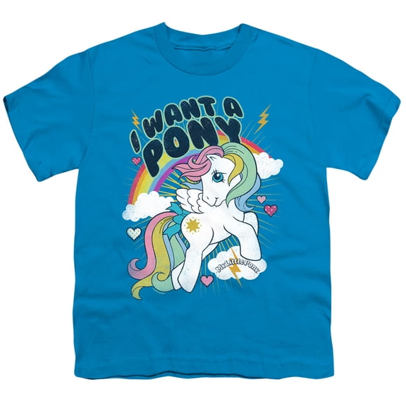 My Little Pony Retro I Want A Pony S/S Youth 18/1 T-Shirt-Turquoise