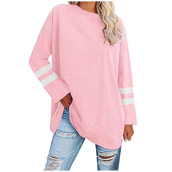XFLWAM Women's Fall Long Sleeve Tunic Tops for Leggings Crewneck Casual Blouse Sweatshirt