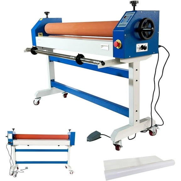 EQCOTWEA 63" Automatic/Manual Laminating Machine Cold Laminator with Rubber Rollers
