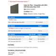 thumbnail image 2 of Cabin Air Filter - Compatible with 2004 - 2009 Mercedes-Benz E320 2005 2006 2007 2008, 2 of 2