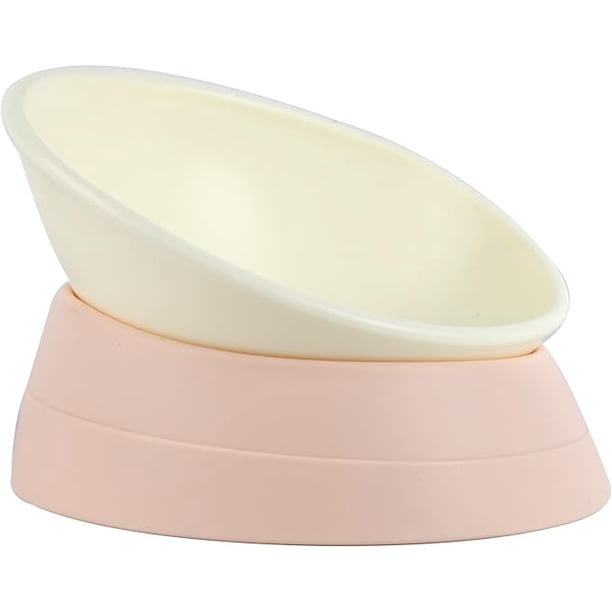 Cuenco Bulldog antideslizante para perros y gatos, cuenco de goma desmontable para perros, comedero inclinado estéril para mascotas, base inclinada (blanco, 2 tazas (perro pequeño/mediano))